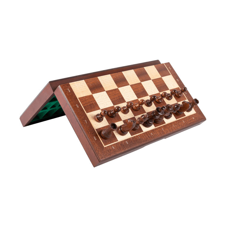 13" Mahogany Classic Wooden Chess Set with Magnetic Pieces - Chess District