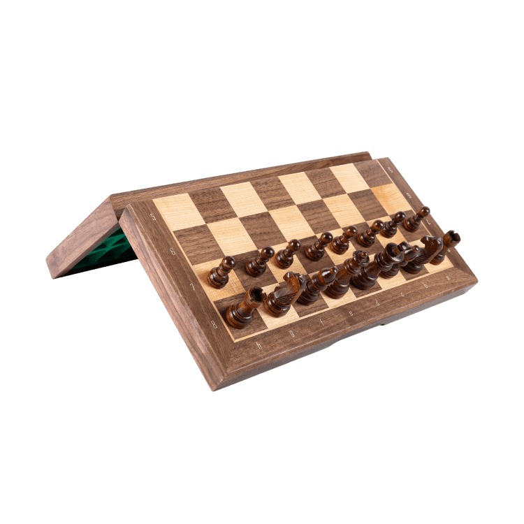 13" Walnut Classic Wooden Chess Set with Magnetic Pieces - Chess District