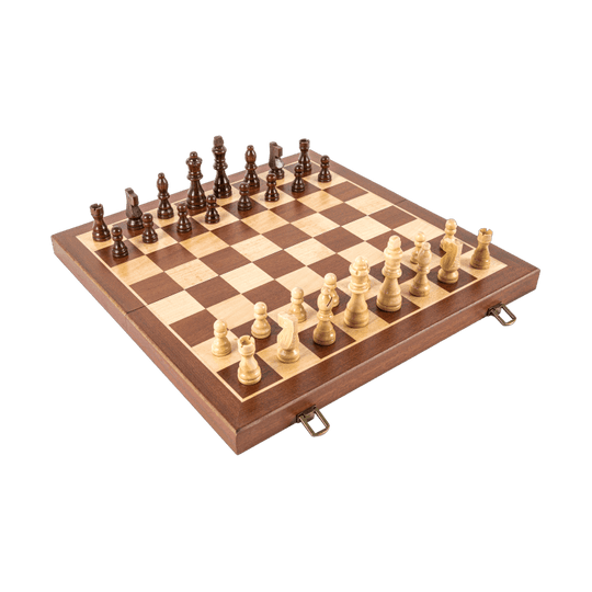 15" Mahogany Classic Wooden Chess Set with Magnetic Pieces - Chess District