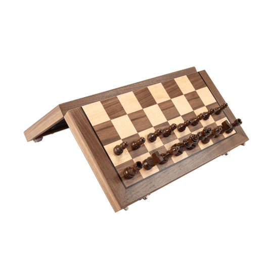 15" Walnut Classic Wooden Chess Set with Magnetic Pieces - Chess District