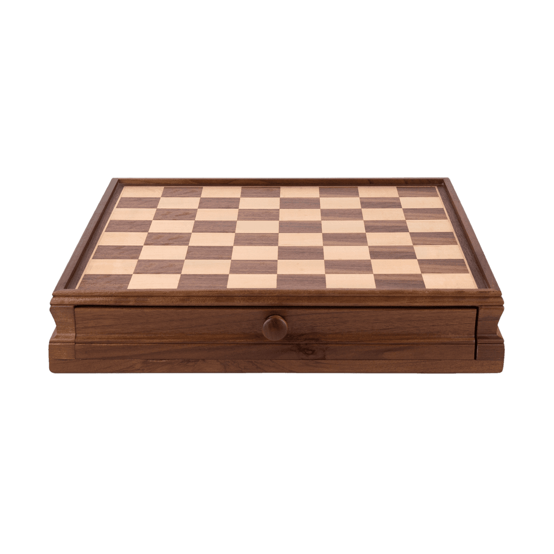 Antique Wooden Chess Set with 1 Built-In Drawer - Chess District