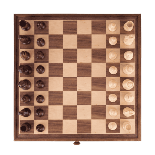 Antique Wooden Chess Set with 1 Built-In Drawer - Chess District