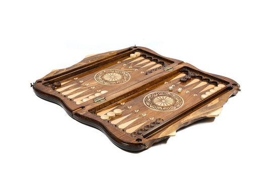 Chess-backgammon Set with Mountain Theme and Bronze Elements - Chess District