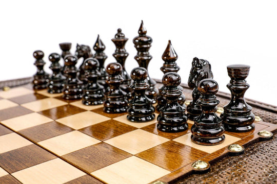 Handmade Wooden Chess Set with Bronze Elements - Chess District