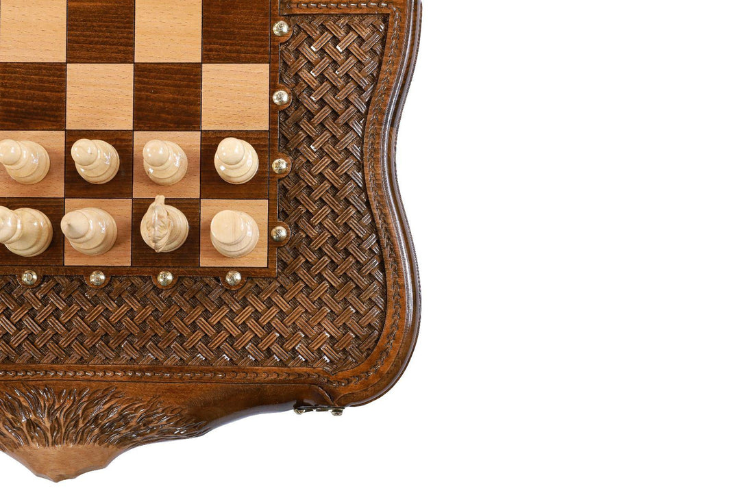 Wooden Chess-backgammon Set with Braid Pattern - Chess District