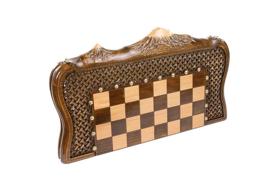 Wooden Chess-backgammon Set with Braid Pattern - Chess District