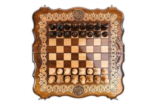 Wooden Chess-backgammon Set with Coat of Arms - Chess District