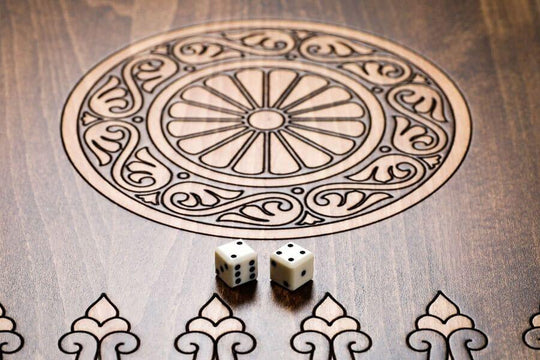 Wooden Chess-backgammon Set with Eternity Pattern and Bronze Elements - Chess District