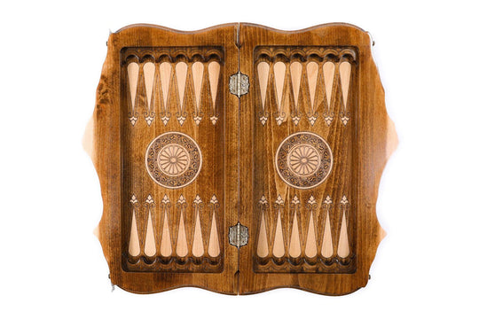 Wooden Chess-backgammon Set with Mountain Theme - Chess District