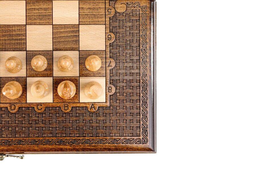 Wooden Chess-backgammon Set with Oriental Pattern - Chess District