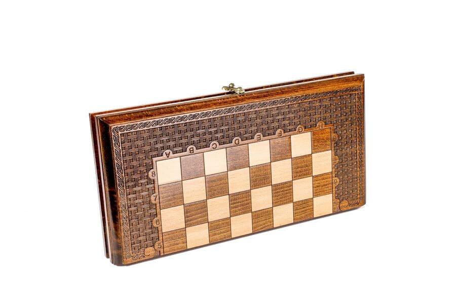 Wooden Chess-backgammon Set with Oriental Pattern - Chess District