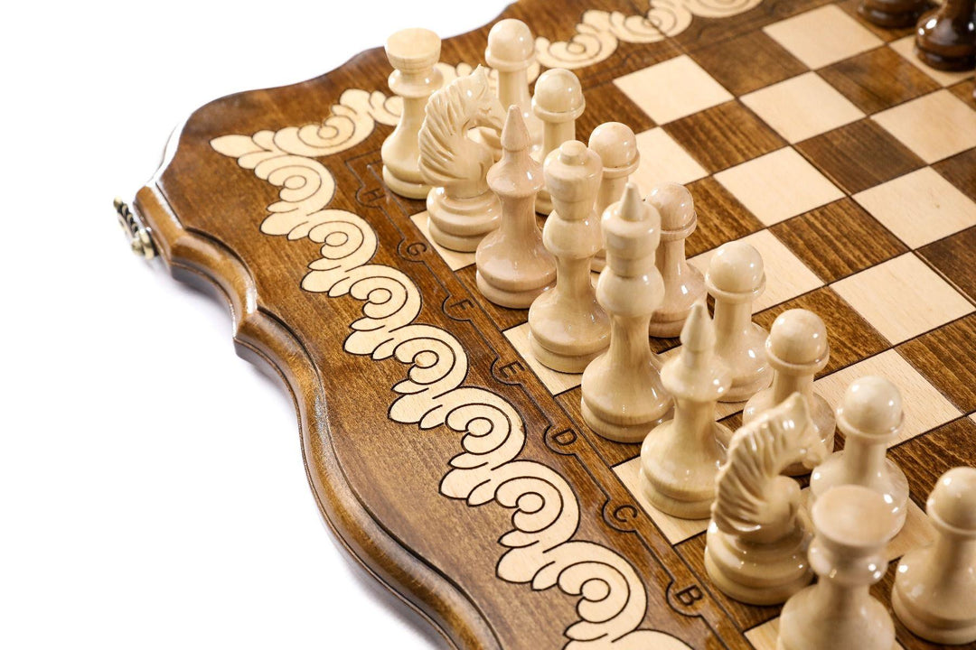 Wooden Chess Set with Eternity Outline - Chess District