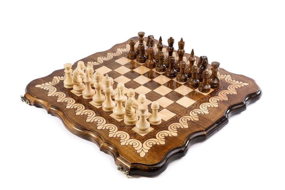 Wooden Chess Set with Eternity Outline - Chess District